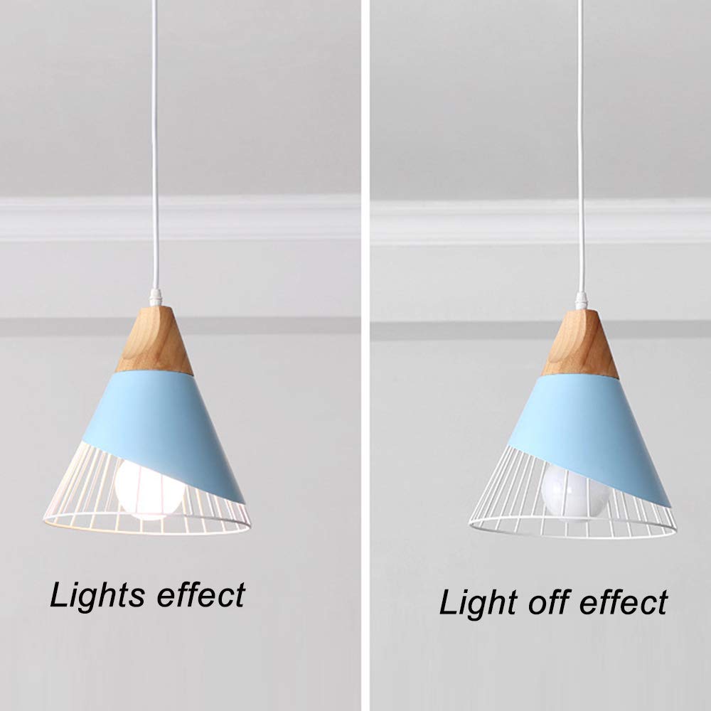 Mengjay Lampada a sospensione creativo di badminton nordico, moderno Lampadario a LED in legno massello, lampada da soffitto soggiorno sala da pranzo studio Illuminazione interna da comodino (Blu