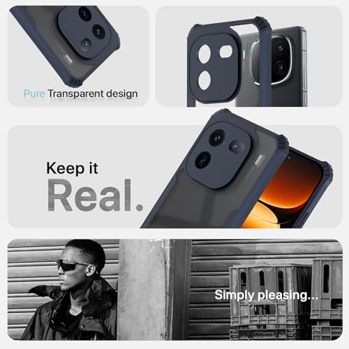 Image of Pikkme iQOO 12 5G Back Cover | Crystal Clear Transparent Back | Ultra Hyrbid | Full Camera Protection | Raised Edge | Bumper Back Case (Blue)