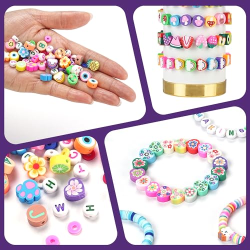 Richginker B0101 2300Pcs Polymer Clay Beads Friendship Bracelet Making Kit Cute Fun Charms Beads For Bracelet Jewelry Making Diy Arts Crafts Birthday Gifts Toys For Kids Girls Age 6-13 thumb #5