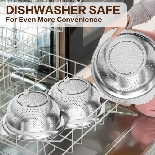 Image of Colander, Stainless Steel Colander for Kitchen, Stainless Steel Strainer, Pasta Strainer for Spaghetti Fruits Vegetables Cooking Food, Kitchen Food Strainer - 3 QT
