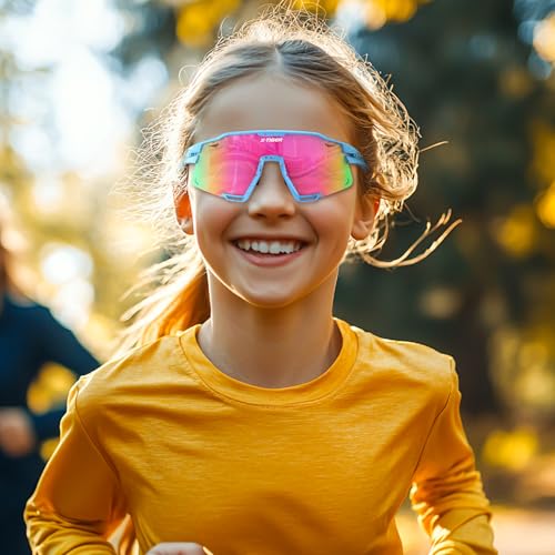Image of X-TIGER Polarized Kids Sunglasses Youth Baseball Sunglasses UV400 Boys Girls Sports Sun Glasses for Softball Cycling Scooter