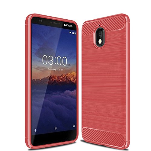 Nokia 3.1 Case, Cruzerlite Carbon Fiber Shock Absorption Slim Case for Nokia 3.1 (Red)