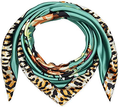 corciova Women Square Scarf Headband 35 Flower Leopard Aqua Curly Headband Tie Sleeping at Night Fashion Bandana Headscarf