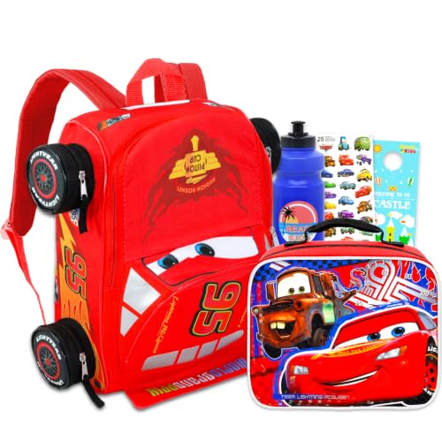 Disney Mochila Carros com Lancheira para Meninos Pacote Escolar + Mais