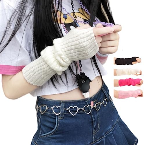 Arm covers cute women kawaii japanese harajuku Y2k Arm Warmer for Girls Goth Gloves Fingerless Knitted Arm Sleeve