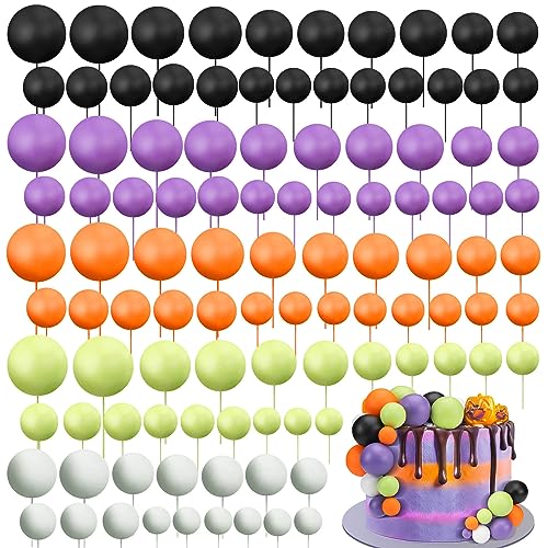 Tondiamo 108 Pcs Ball Cake Toppers, 5 Sizes for Cake Decorating, 26, A