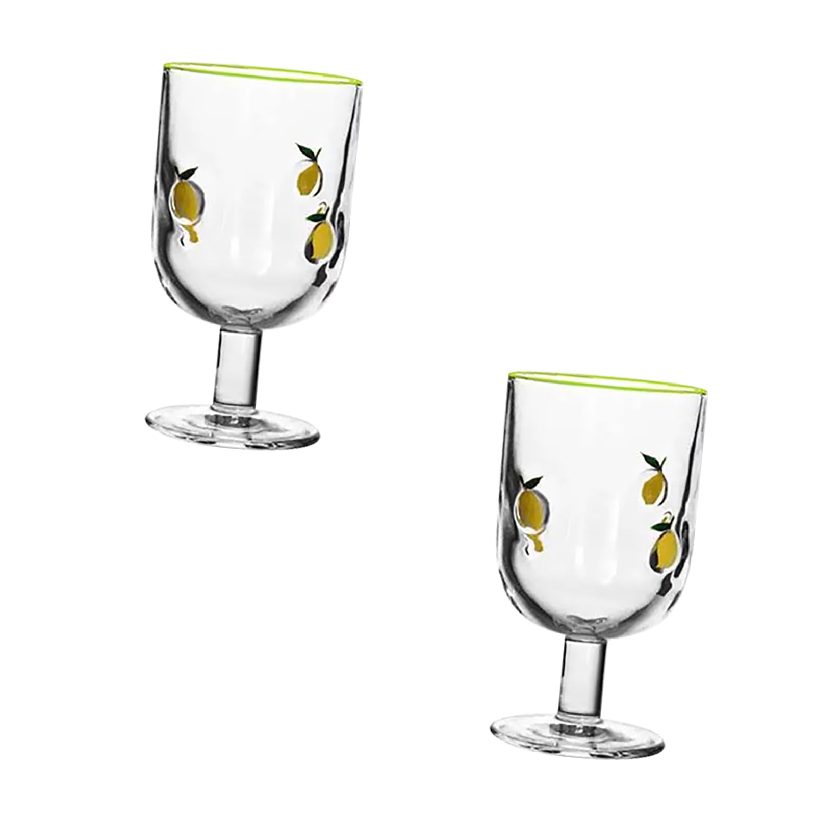 Jazuaiao Summers Lemon Art Glass Tumblers 360ml Drinkware Dishwasher Safe Cups for Indoor Outdoor Dining Decorations Retro Lemon Juices Glasses