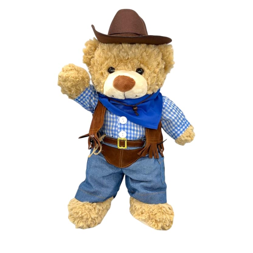 Cowboy with Brown Cowboy Hat 16 Inch Plush Toy Soft Stuffed Animal Collectible Gift for Kids Toddlers and Plush Lovers