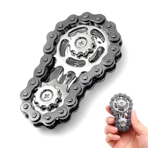 KYLOS 1 Stück Handkreisel, Fidget Kette, Metall Fidgeting Spielzeug Für Kinder Erwachsene, Edc Neuheit Stress Relief Kinetisches Geschenk In Schwarz, 6Cm Länge 3.5Cm Breite 1.1Cm Höhe