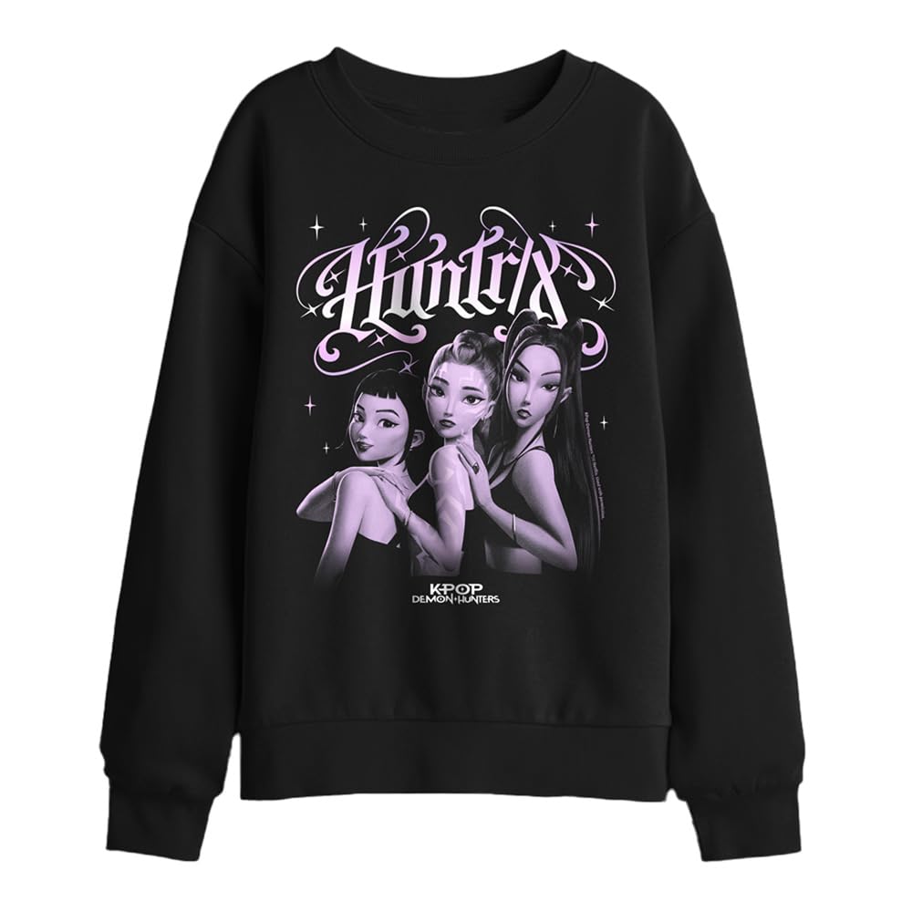 Kpop Demon Hunters Huntrix Gothic Gradient Kids Sweatshirt, Black, 12-13