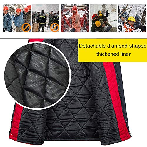 Security Work Jacket, 1pcs M/165 Red Winter Outdoor Work Coat Reflective Jacket Strips Visibility Workwear Safety Security Work Water-Resistant Jacket3