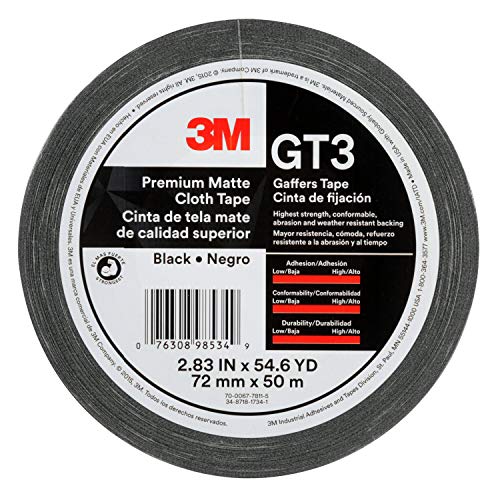Image of 3M Premium Matte Cloth (Gaffers) Tape GT3, Black, 72 mm x 50 m, 11 mil
