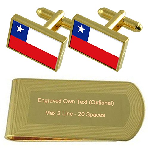 Gemelos de Chile tono oro accesorios de traje con money clip grabado masculino