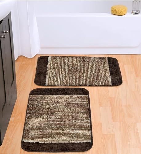Image of Door Mats for Home | Door Mats for Home Entrance | Door Mat for Bathroom| Soft & Super Absorbent Mats for Shower | Washable, Non-Slip & Quick-Drying Mats (Pack of 2) (Beige 3)