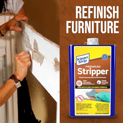 Varnish and Paint Remover for Wood Metal and Masonry - Klean Strip Premium Stripper – 1 Qt - Epoxy Polyurethane - Engine Paint Remover- Furniture Stripper-Available with Centaurus AZ Gloves - Thumbnail 4