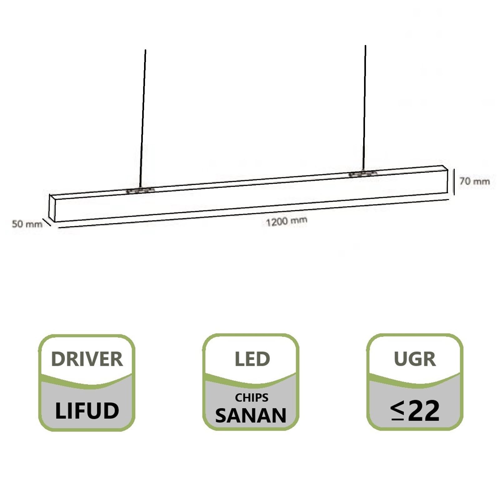 TOT ELECTRIC Plafoniera led lineare 40W 120cm collegabile modulabile lampada da soffitto Bianco luce bianca naturale calda per ufficio casa