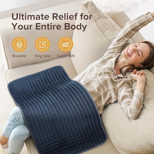 Heating Pad for Back Pain Relief, 17" X 33" XXX-Large Heating Pads for Cramps,Electric Heating Pad Xl with 6 Fast Heating Settings,Moist Dry Heat Options,Auto-Off,Machine Washable - Image 6