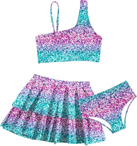 Image of RAISEVERN Girls Swimsuit 3 Piece Bathing Suits Cute Swimwear for 5-12 Years