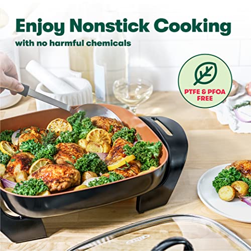BELLA Electric Skillet and Frying Pan with Glass Lid, Nonstick Coating