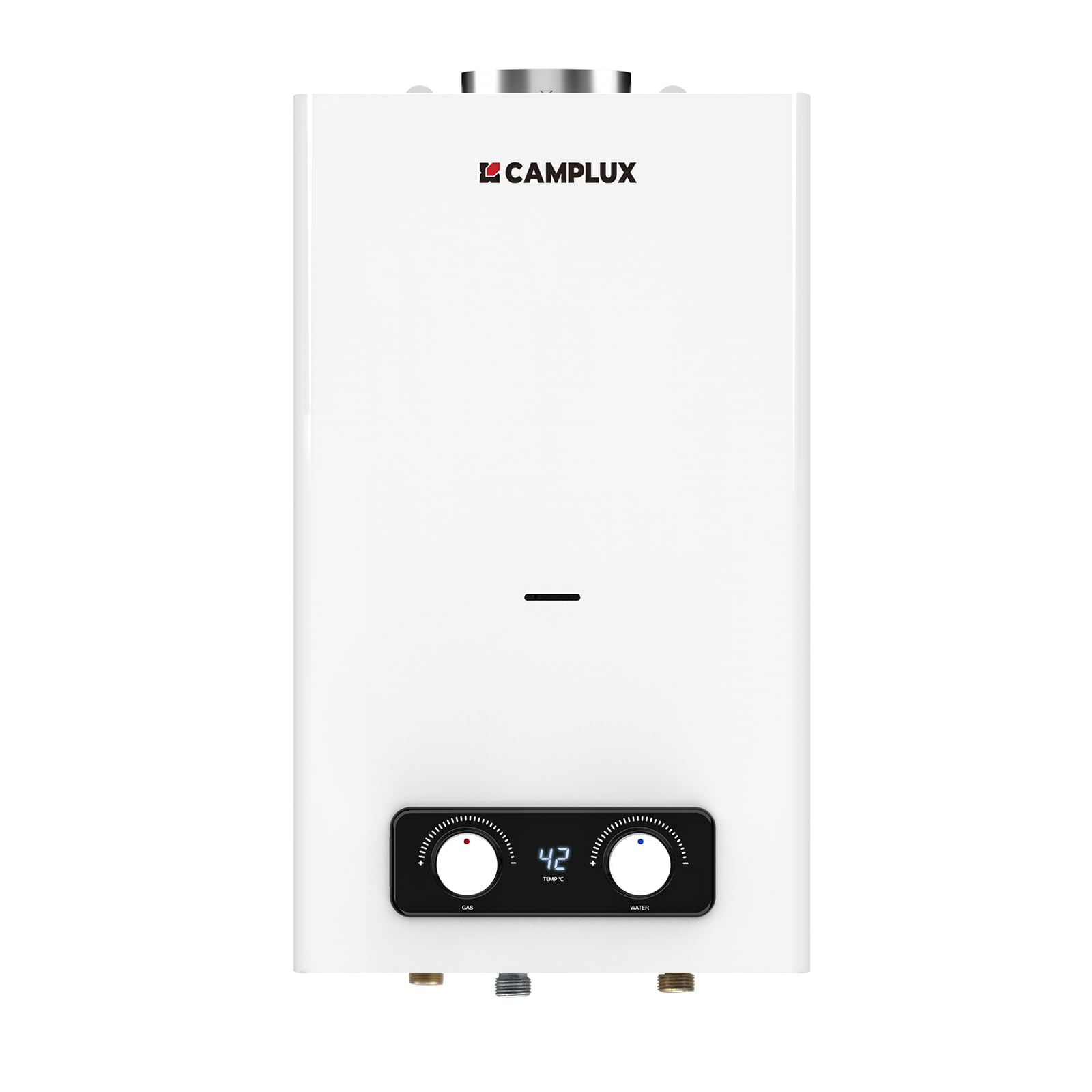CAMPLUX Calentador de agua a gas para uso doméstico/balcón, 11 litros, ducha de gas interior, bajo NOx/ErP, 50 mbar, BD300CT