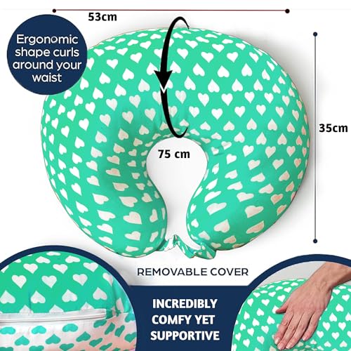 Image of VParents Feeding Pillow, Breast Feeding Pillows Vacuum Packed Cotton Nursing Pillow and Positioner, Breastfeeding, Bottle Feeding, Baby Support Rosy (Green) 110487