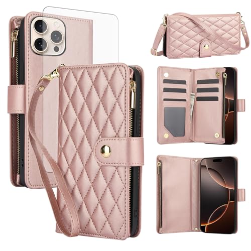 Housse iPhone 16 Pro Max rose or idéale pour vos sorties et voyages