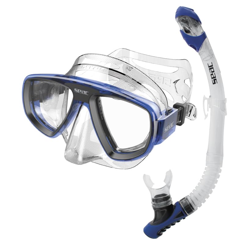 SEAC Set bis Extreme Dry, Set de Silicona para Buceo y Snorkel con Máscara y Snorkel con Sistema Dry Top y Válvula de Purga