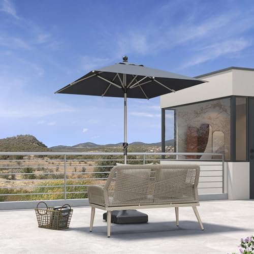 Image of PURPLE LEAF Patio Umbrella 6' x 6' Tilt Market Umbrella Thick Aluminum Grey