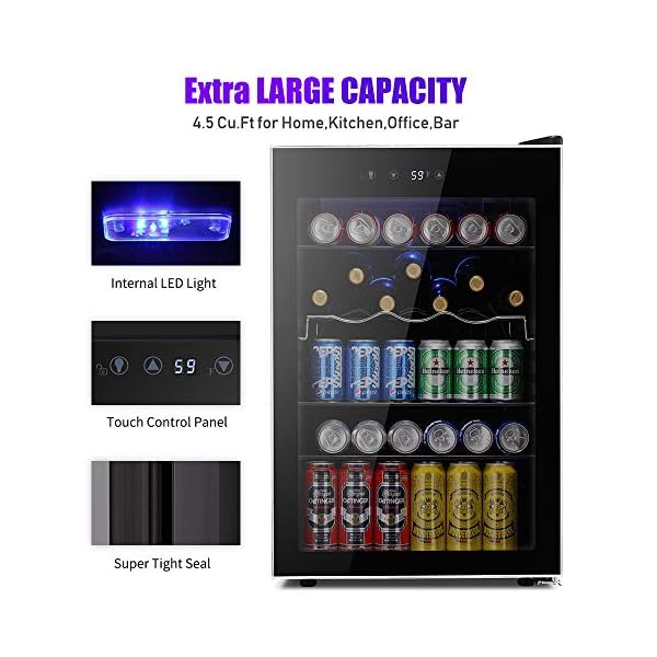 Kismile 4.5 Cu.ft Beverage Refrigerator and Cooler, 145 Can Mini Fridge