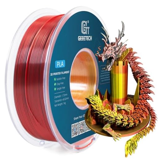 ⚡ Geeetech Silk PLA Tri Color Filament 1.75mm 3D Printer Filament, Coextrusion Red Gold Black Tri-Colors Metal-Like Shiny Silk PLA Filament, 1kg (2.2lbs) 1 Spool, Dimensional Accuracy +/- 0.02 mm