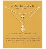 Baydurcan Christian Gifts for Women Cross Pendant Necklace for Women Sacred Heart Necklace