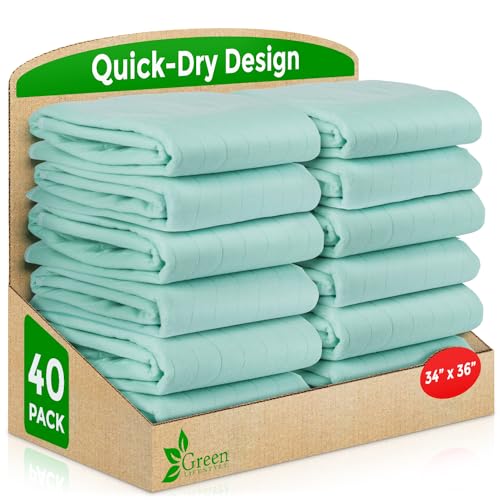 GREEN LIFESTYLE® Washable Underpads - Heavy Absorbency Reusable Bedwetting Incontinence Pads for Kids, Adults, Elderly, and Pets - Toddler Mattress Pads for Bed, Sofa, Floor (Pack of 40 - 34x36)