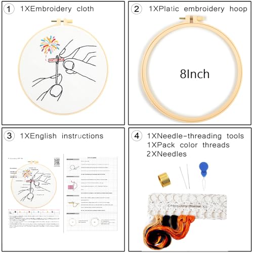Image of Beginner Embroidery Starter Kit, Easy Hand Embroidery Kits for Beginners Adults, Stamped Cross Stitch Kits for Beginners Adults Craft Kits for Women, Entire Set of Embroidery Supplies & Video Tutorial