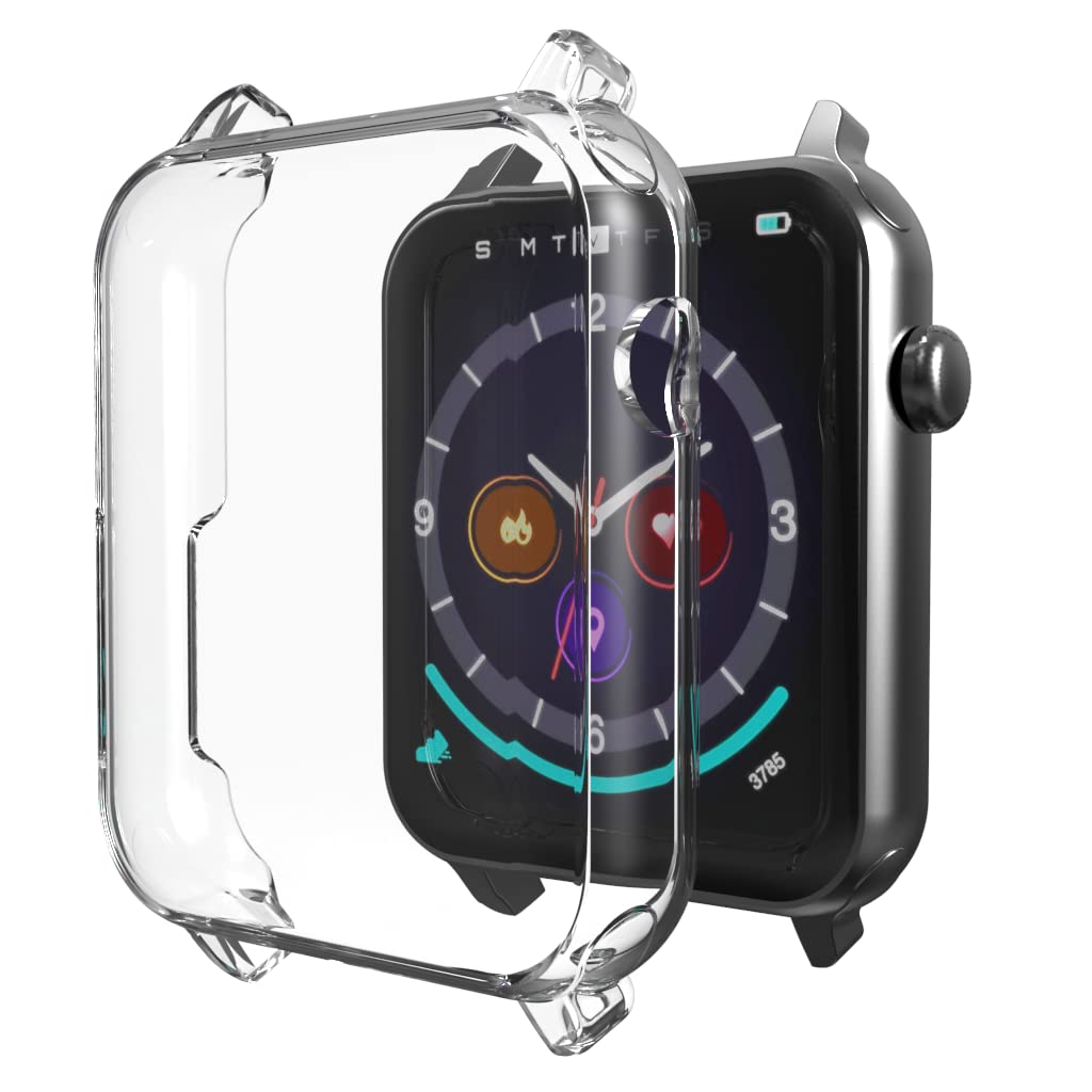 Sounce Watch Case Compatible with Boat Wave Call Tempered Glass Screen Protector, HD Clear Touch Sensitive Ultra-Thin TPU Protective Cover – (Transparent)