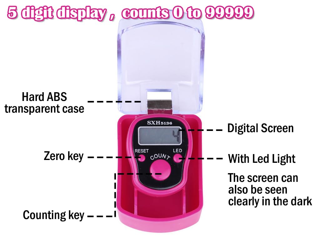 8 Contatori Digitali LED - Mini Contatore Manuale A 5 Cifre, Per Sport, Preghiere, Inventari