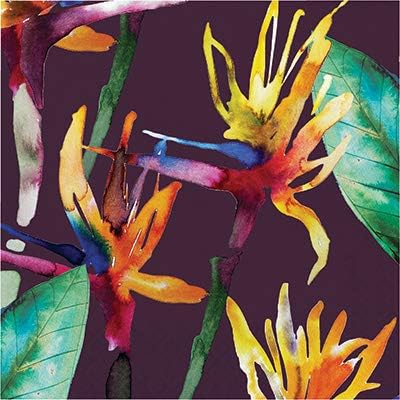 Club Pack Printed Luncheon Size 3ply"Artist Elise" Bold Tropics Paper Napkins, Box of 192