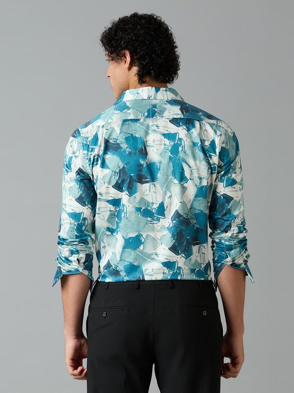 Image of Men's Printed Regular Fit Full Sleeves Cotton Formal Shirt