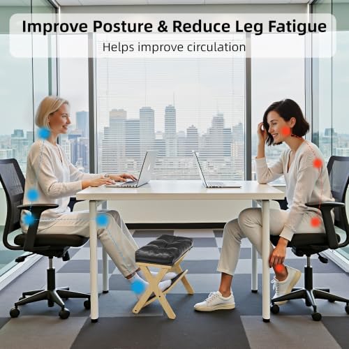 Image of Foot Rest Under Desk at Work, Solid Wood Double Step Footrest | Under Desk Footrest with Solid Wood Design, Non-Slip EVA Surface, Ergonomic Foot Support for Home Office, Gaming & Work