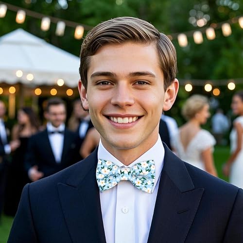 Image of Colorful Fun Pattern Pre-Tied Bow Tie Mens Floral Space Adjustable Bowtie