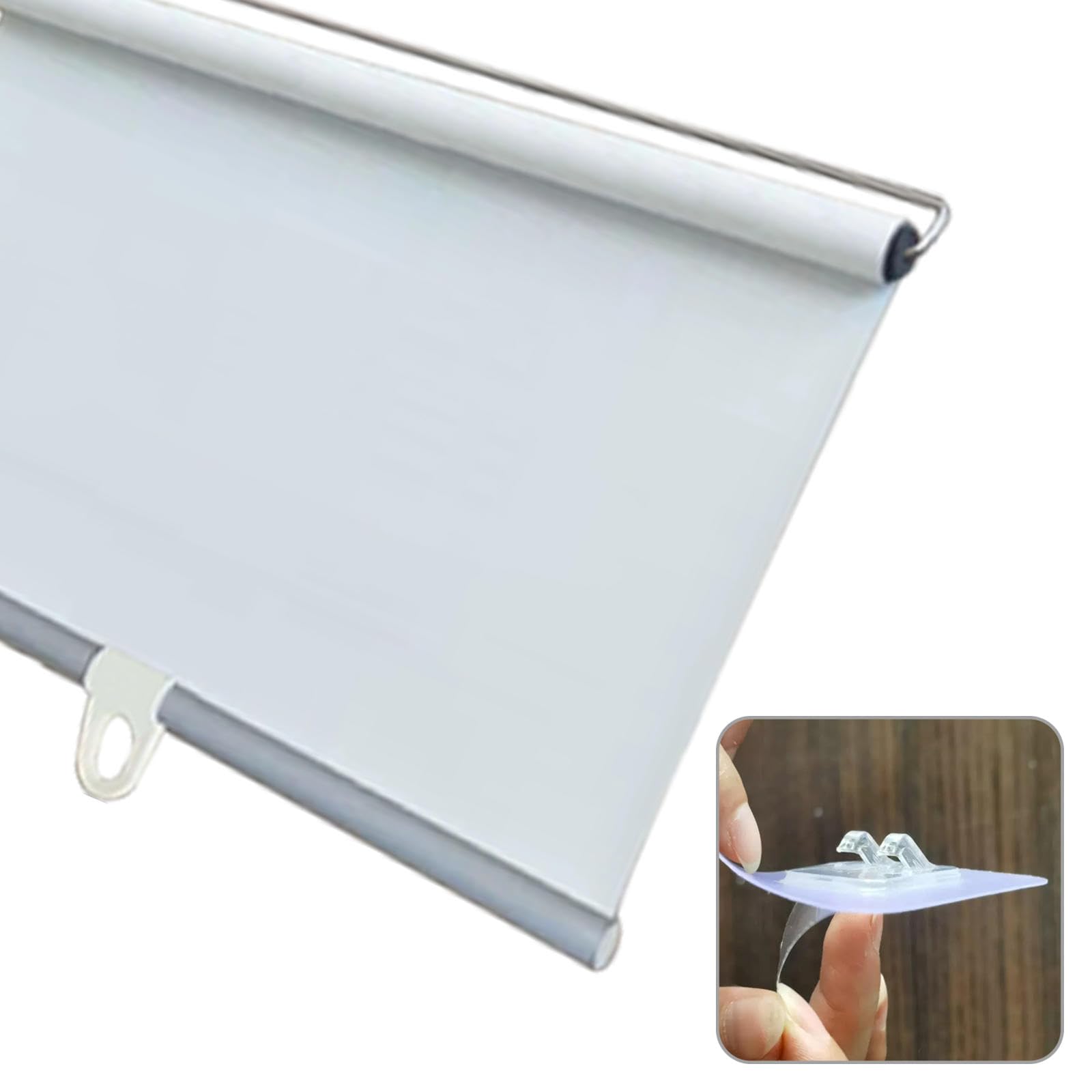 Tende a Rullo Oscuranti a Retrattile,Tenda Avvolgibile a Molla per Finestre,Tende Oscuranti per Ambienti,Tessuto Di Protezione Uv,32-150cm Di Larghezza,Per Casa E Ufficio,White-75x200cm(29.5x78.7in)