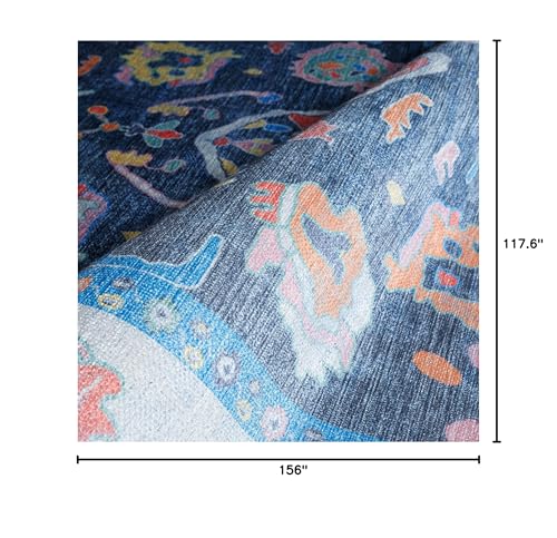Fame Rugs Modern Oushak Rug 10x13, Vintage Turkish Blue Oriental Antique Inspired Area Rugs, Washable Foldable Luxury Living Room Bedroom (387BNB, 9'8 x 13') - Image 2