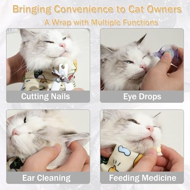 Stress-Free Cat Wrap for Cutting Nails,Anti-Escape,Anti-Scratch,Anti-Bite,Pamper Your Furry Friend with This Self-Adhesive Cat Grooming Wrap(55 * 55)-Dz5ZTsyi