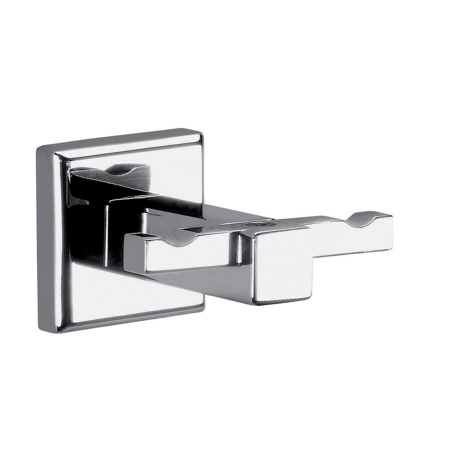 Gedy Chrome-Coloured Colorado Double Wall Hooks Stainless Steel And Cromall, Bathrobe Hanger With Included Screws Or Adhesive, Load Weight 7 Kg, 4.2 X 6.5 X 6 Cm