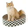 Conlun Cat Scratching Board,2 in 1 Oval Cat Scratcher Cardboard Bowl Nest,Cat Scratch Pad Corrugated Lounge Cat Bed for Indoor Cats Grinding Claw,Cat Furniture for Couch & Carpets & Sofas(43x33x10cm)