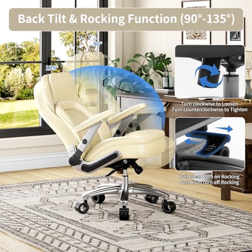 Image of Big and Tall Office Chair, 600lbs Heavy Duty Desk Chair with 5D Arms, Adjustable Lumbar Support & Height, Tilt Function, PU Leather High Back Ergonomic Executive Computer Chair