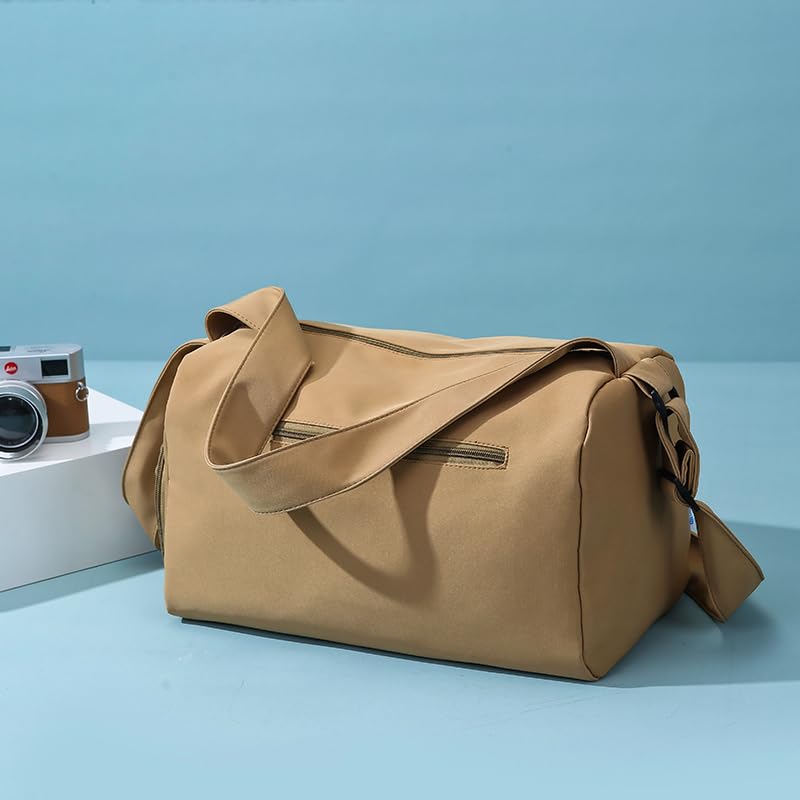 Generic Travel Tote Bags for Women, Weekend Bag, Women's Duffle Bag, Water Resistant Canvas, Zippered Compartment, Khaki (Beige), jb00972