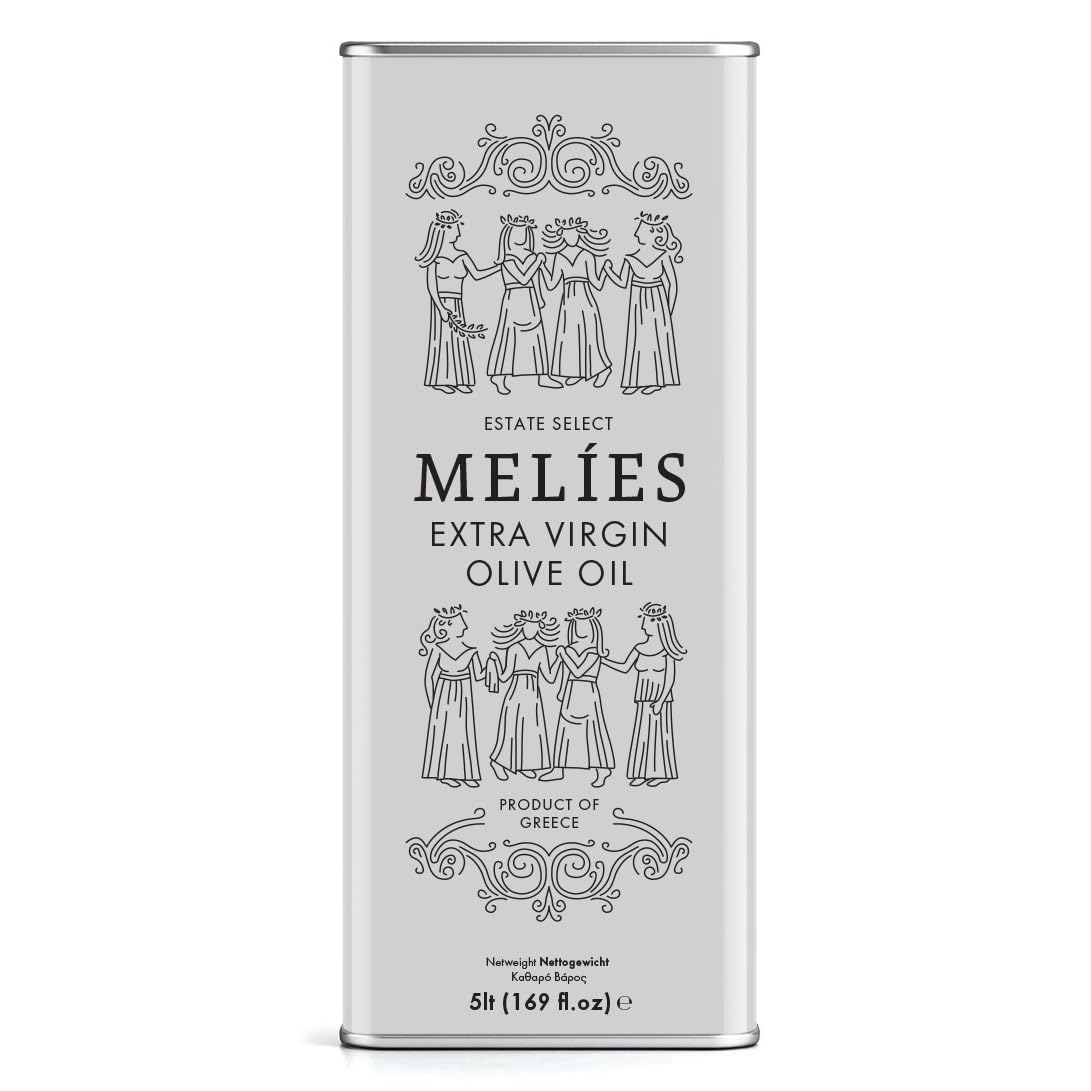 MELIES Extra Virgin Olive Oil, 5L / 169 oz. Gourmet Greek EVOO.