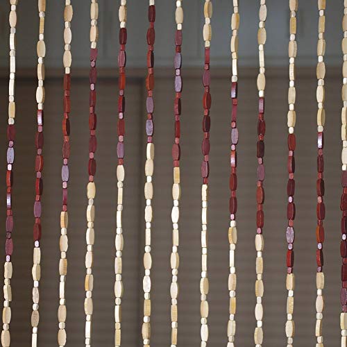 Rideau à perles en bois séparateur de pièce occultant pour intimité de chambre et salon
