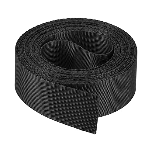 Image of MECCANIXITY Flat Nylon Webbing Strap 1 Inch 4 Yards Black for Backpack, Cargo Strap, Luggage-rack