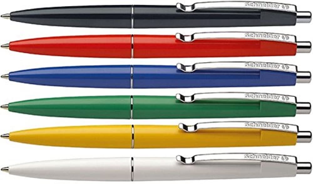 Schneider Office Ballpoint Pens M Tip Pack of 50 Assorted Colours Blue Ink